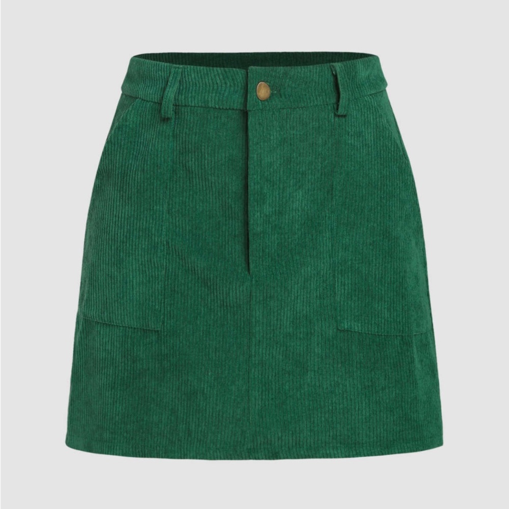 Corduroy Solid Middle Waist Mini Skirt